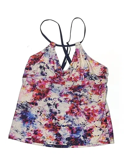 Pre-owned Athleta Swimsuit Top Purple Floral Pattern Swimwear