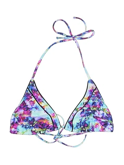 Pre-owned Athleta Swimsuit Top Purple Floral Pattern Swimwear