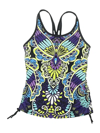 Pre-owned Athleta Swimsuit Top Purple Paisley Pattern Swimwear