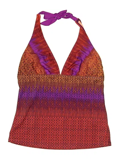 Pre-owned Athleta Swimsuit Top Purple Print Pattern Swimwear