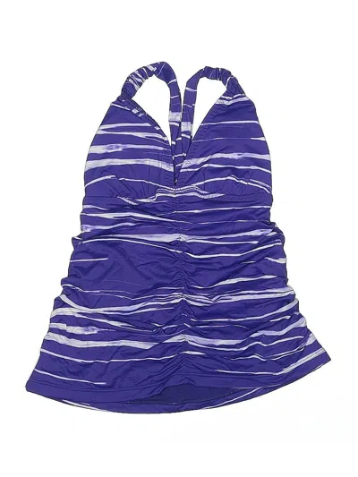 Pre-owned Athleta Swimsuit Top Purple Stripes Pattern Swimwear