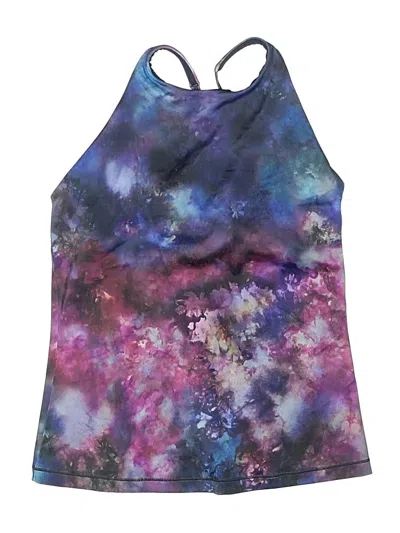 Pre-owned Athleta Swimsuit Top Purple Tie-dye Pattern Halter Neckline Swimwear