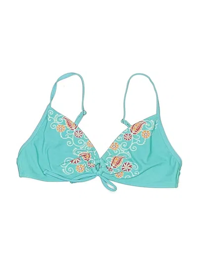 Pre-owned Athleta Swimsuit Top Teal Floral Pattern Swimwear