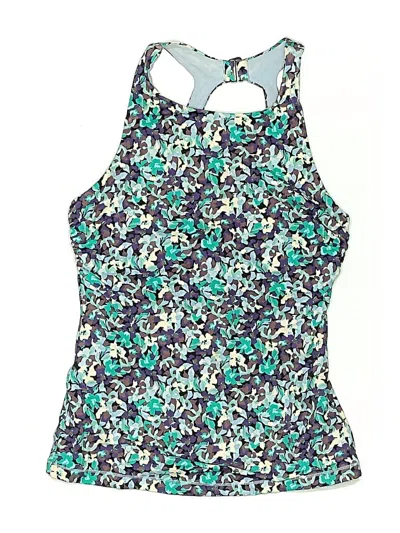 Pre-owned Athleta Swimsuit Top Teal Floral Pattern Swimwear In Blue