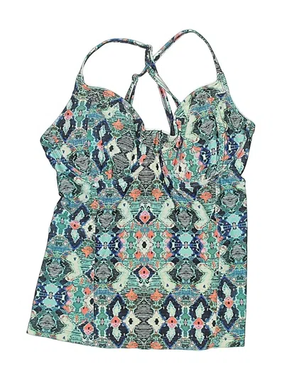 Pre-owned Athleta Swimsuit Top Teal Paisley Pattern Swimwear