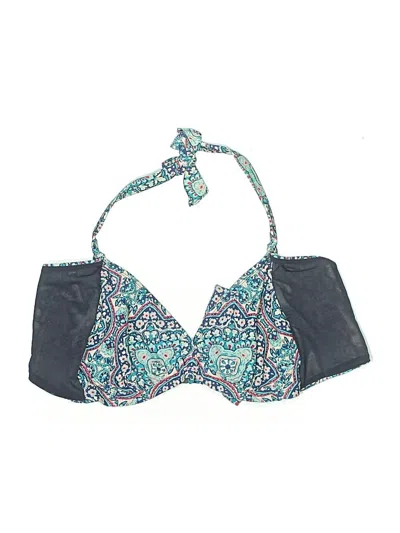 Pre-owned Athleta Swimsuit Top Teal Paisley Pattern Swimwear In Blue