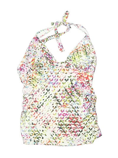 Pre-owned Athleta Swimsuit Top White Tweed Pattern Swimwear