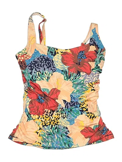 Pre-owned Athleta Swimsuit Top Yellow Floral Pattern Swimwear