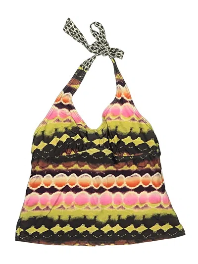 Pre-owned Athleta Swimsuit Top Yellow Print Pattern Swimwear