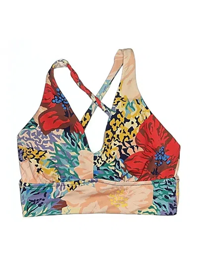 Pre-owned Athleta Swimsuit Top Yellow Print Pattern Swimwear