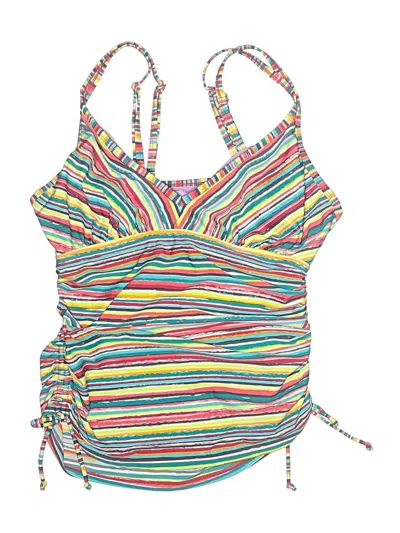 Pre-owned Athleta Swimsuit Top Yellow Stripes Pattern Swimwear