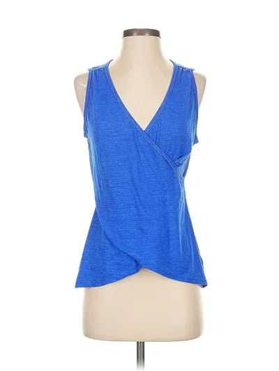 Pre-owned Athleta Tank Top Blue Solid Pattern Plunge Neckline Tops