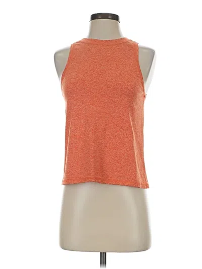 Pre-owned Athleta Tank Top Orange Solid Pattern Crew Neck Tops