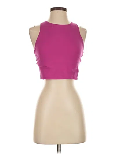 Pre-owned Athleta Tank Top Pink Solid Pattern Crew Neck Tops