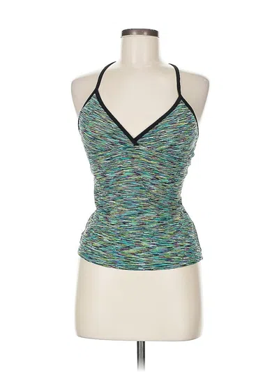 Pre-owned Athleta Tank Top Teal Halter Neckline Tops In Blue
