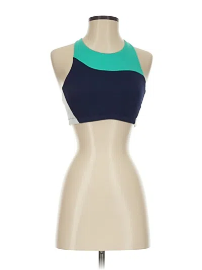 Pre-owned Athleta Tank Top Teal Halter Neckline Tops In Blue