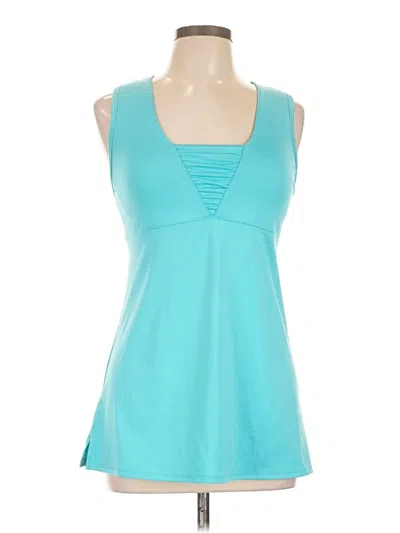 Pre-owned Athleta Tank Top Teal Halter Neckline Tops In Blue