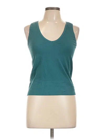 Pre-owned Athleta Tank Top Teal Plunge Neckline Tops In Blue
