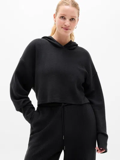 Athleta Tranquil Waffle Hoodie In Black