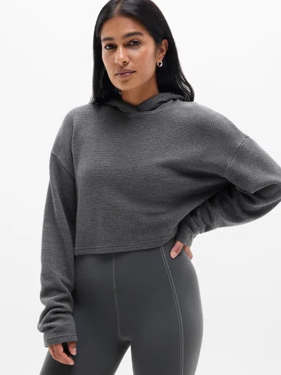 Athleta Tranquil Waffle Hoodie In Gray