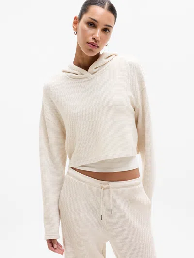Athleta Tranquil Waffle Hoodie In White