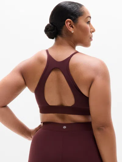 Athleta Transcend High Neck Bra In Burgundy