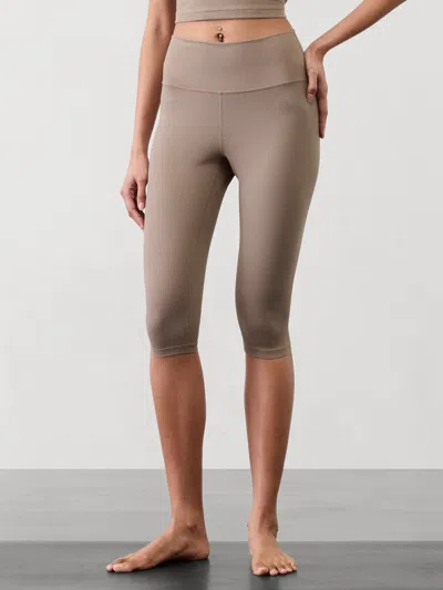 Athleta Transcend High Rise Rib Crop Legging In Pyrite