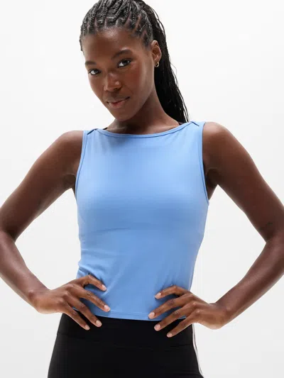 Athleta Transcend Open Back Muscle Tank In Blue