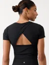 Athleta Transcend Open Back Tee In Black