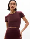 Athleta Transcend Open Back Tee In Burgundy