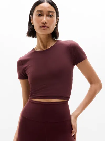 Athleta Transcend Open Back Tee In Burgundy
