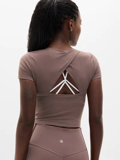 Athleta Transcend Open Back Tee In Driftwood