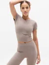 Athleta Transcend Open Back Tee In Gray