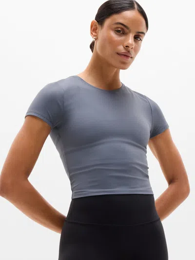 Athleta Transcend Open Back Tee In Gray