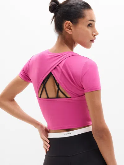 Athleta Transcend Open Back Tee In Pink