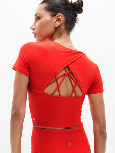 Athleta Transcend Open Back Tee In Red