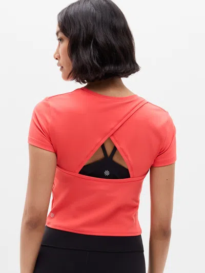 Athleta Transcend Open Back Tee In Red