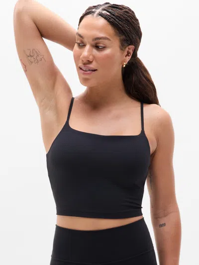Athleta Transcend Rib Crop Bra In Blue