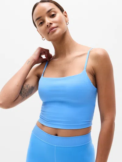 Athleta Transcend Rib Crop Bra In Blue