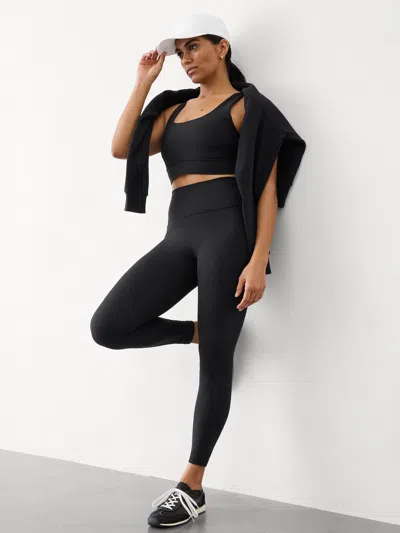 Athleta Transcend Rib High Rise 7/8 Legging In Black Rib