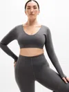 Athleta Transcend Scoop Crop Top In Gray