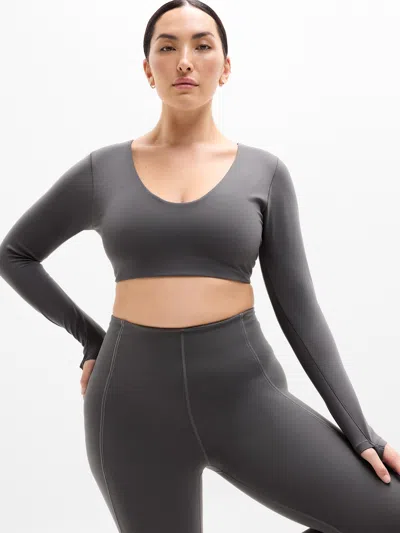 Athleta Transcend Scoop Crop Top In Gray