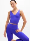 Athleta Transcend V-neck Crop Sports Bra A-c In Blue