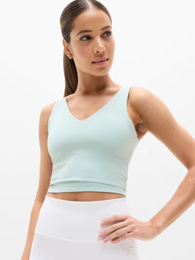 Athleta Transcend V-neck Crop Sports Bra A-c In Blue