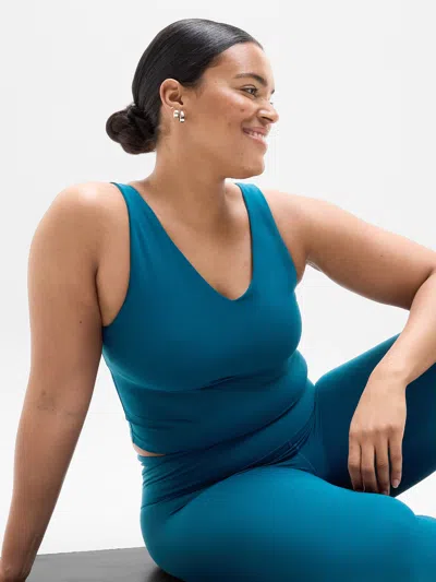 Athleta Transcend V-neck Crop Sports Bra D-dd In Blue