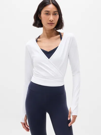 Athleta Transcend Wrap Crop Top In White