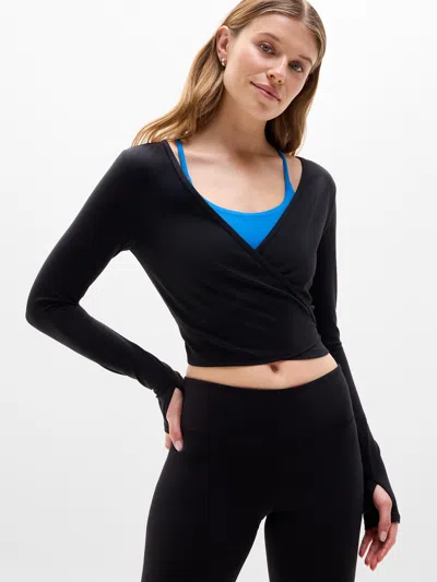 Athleta Transcend Wrap Top In Black