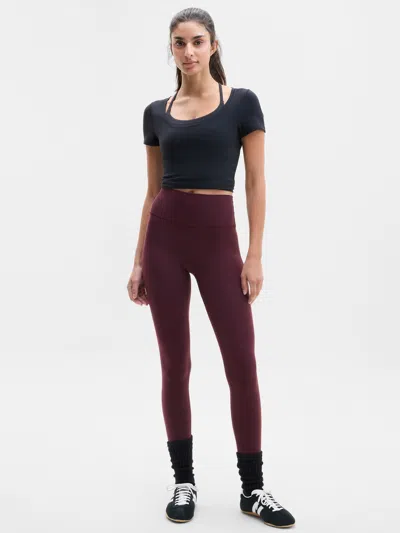 Athleta Transcend Zero 7/8 Legging In Burgundy