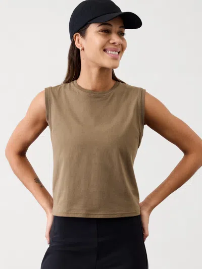 Athleta True Cotton Crop Tank In Clay