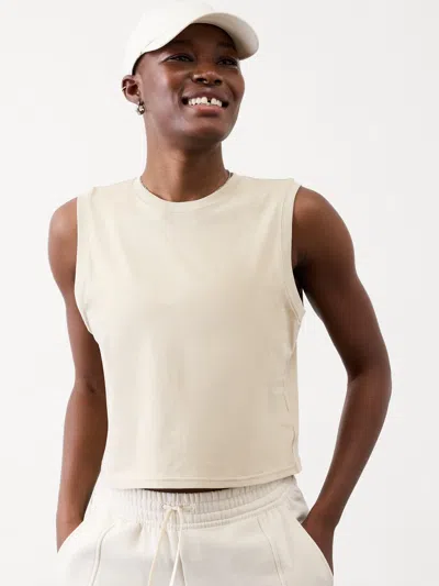 Athleta True Cotton Crop Tank In Ecru